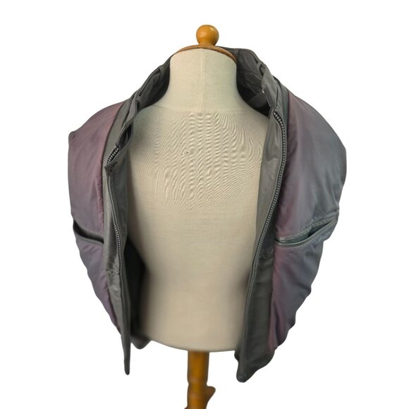 Wilsons Leather Y2K Gray Bomber Jacket Mens Sz 40  M/L Snap Tab Standing Collar - Picture 12 of 13